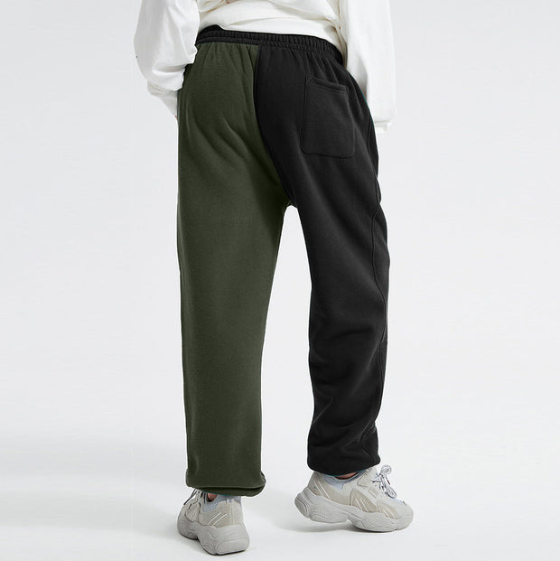 Contrast Vintage Plush Print Casual Trousers