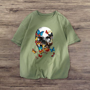 Skull Butterfly Fashion Short Sleeve Casual T-shirt