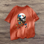 Skull Butterfly Fashion Short Sleeve Casual T-shirt