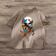 Skull Butterfly Fashion Short Sleeve Casual T-shirt
