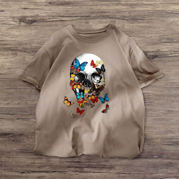 Skull Butterfly Fashion Short Sleeve Casual T-shirt