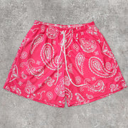 Stylish Street Style Cashew Flower Print Mesh Shorts