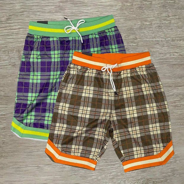 Shorts men retro plaid casual hip-hop trend shorts