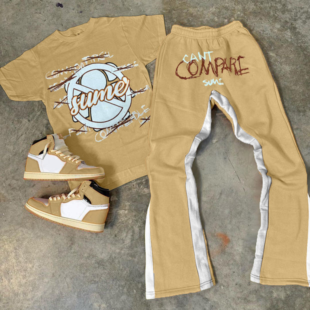 Can't Compare Print T-Shirt Trousers Two-Piece Set