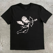 Casual Fashion Retro Loose Angel Pattern Short Sleeve T-Shirt