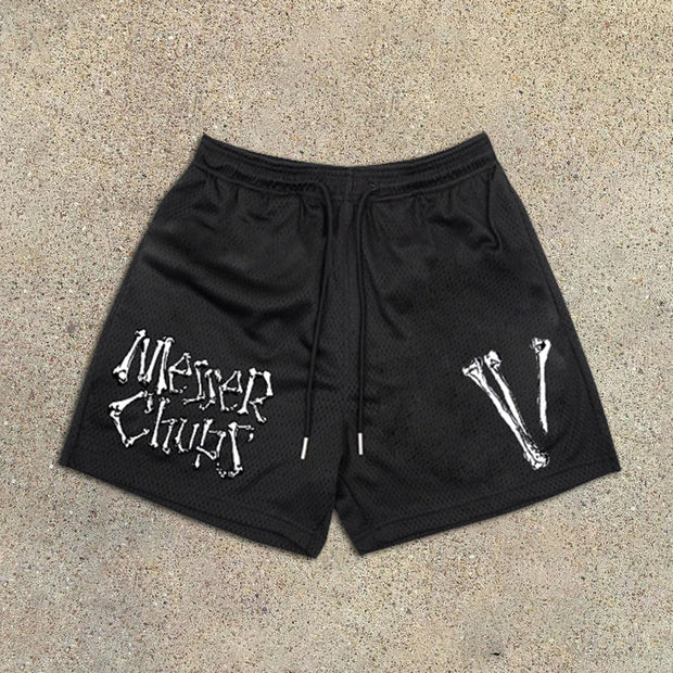 Bone Print Elastic Shorts