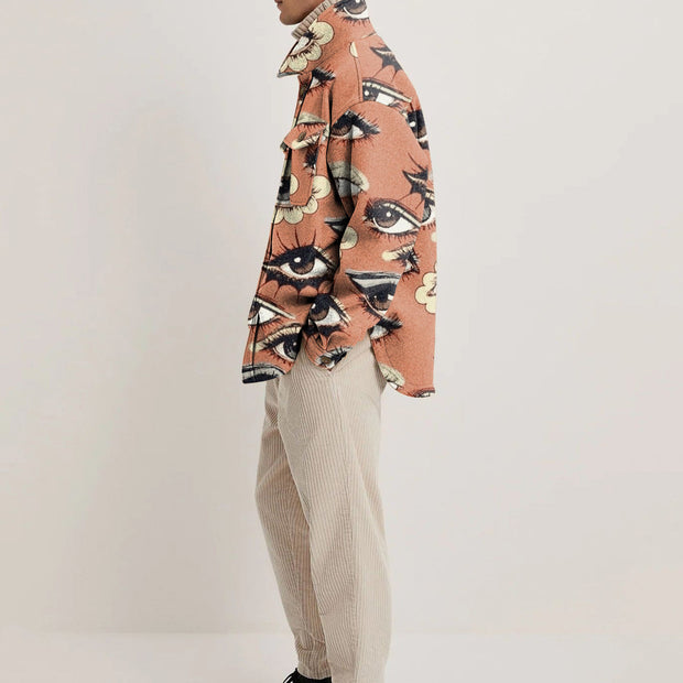 Vintage print fashion lapel jacket