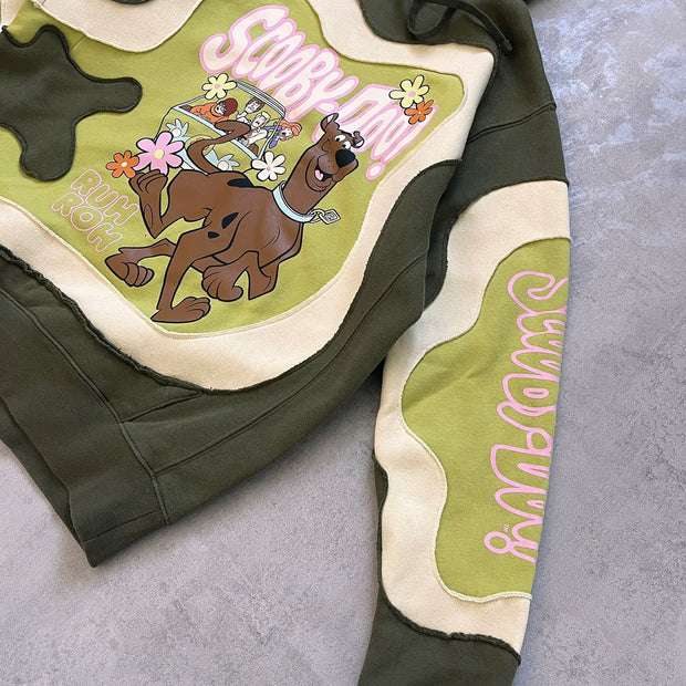 Contrast patch print hoodie