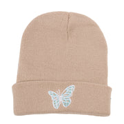 Butterfly print knit hat pullover cap go out warm woolen cap