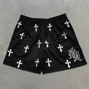 short-sleeve T-shirt with cross all over graphic print