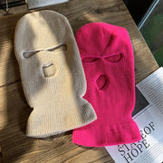 Autumn and winter warm hood solid color personality funny knitted woolen hat