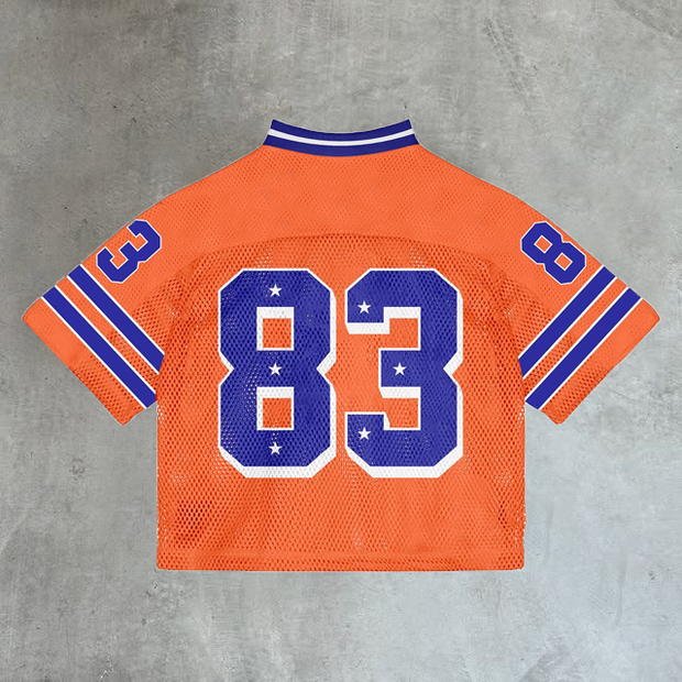 Sporty contrast color mesh jersey No. 83