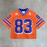 Sporty contrast color mesh jersey No. 83