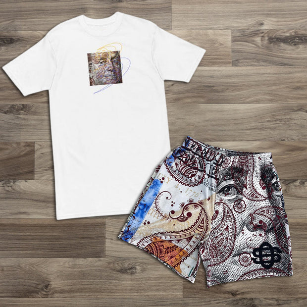 Graphic Print Short Sleeve Two-Piece Shorts