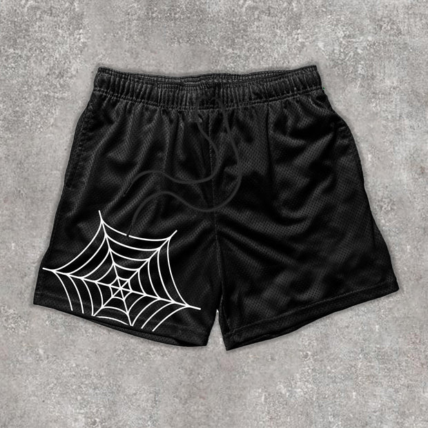 Casual Fashion Print Street Style Mesh Shorts