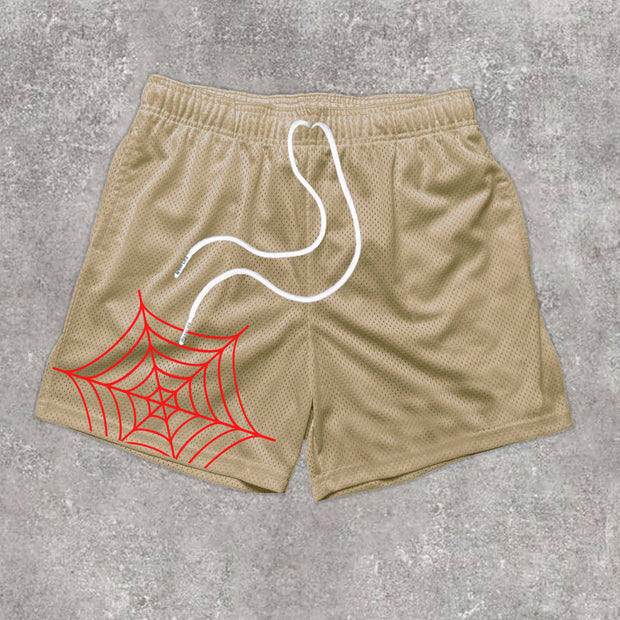 Casual Fashion Print Street Style Mesh Shorts