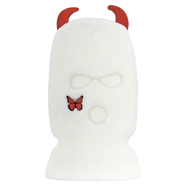 Devil's horn knitted three-eyed hat