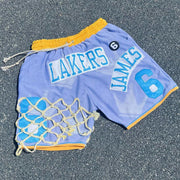 Patchwork mesh shorts