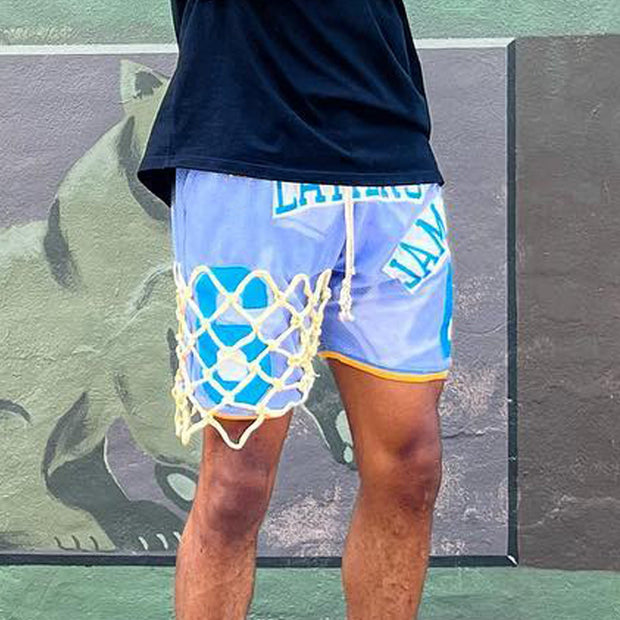 Patchwork mesh shorts