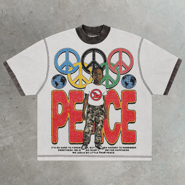 Casual street revolution liberation children's printed patchwork cotton T-shirt