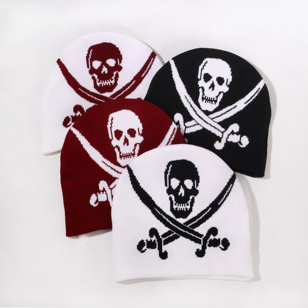Skull jacquard knitted hat