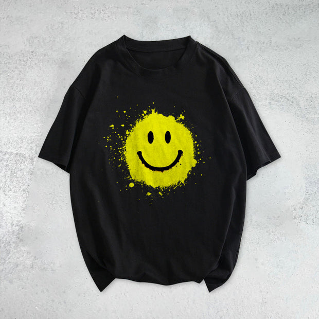 Smile print fashion trend short-sleeved T-shirt
