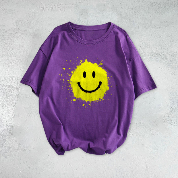 Smile print fashion trend short-sleeved T-shirt
