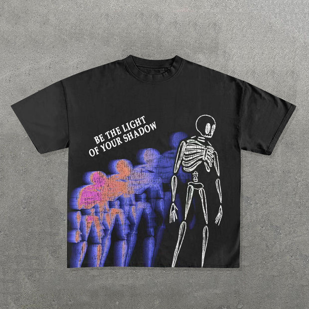 Be The Light Of Your Shadow Print Short Sleeve T-Shirt