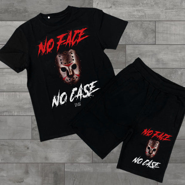 Slogan Graphic Short Sleeve Two Piece Set