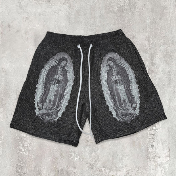 Trendy brand washed printed casual shorts