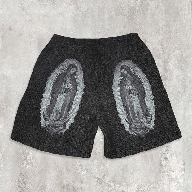 Trendy brand washed printed casual shorts