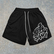 street-pattern mesh shorts