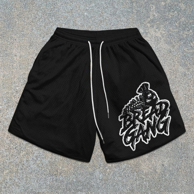 street-pattern mesh shorts