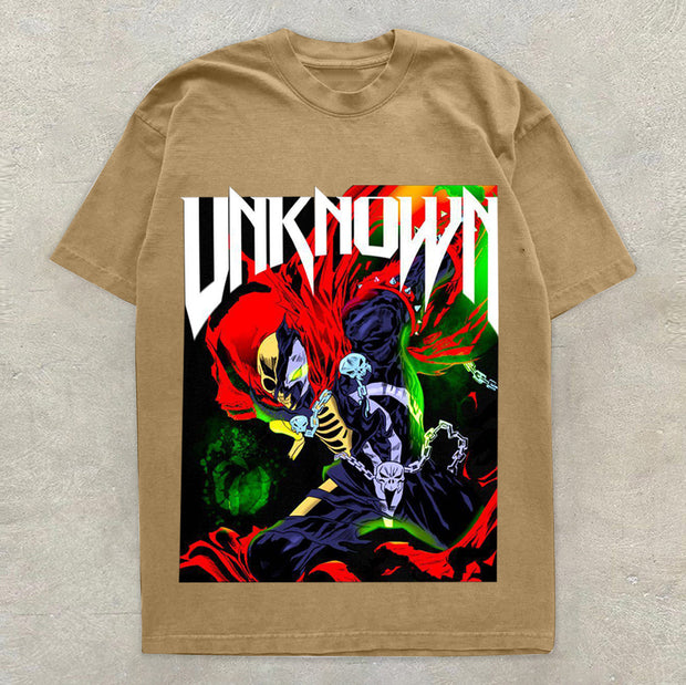 Casual round neck printed oversized short-sleeved T-shirt