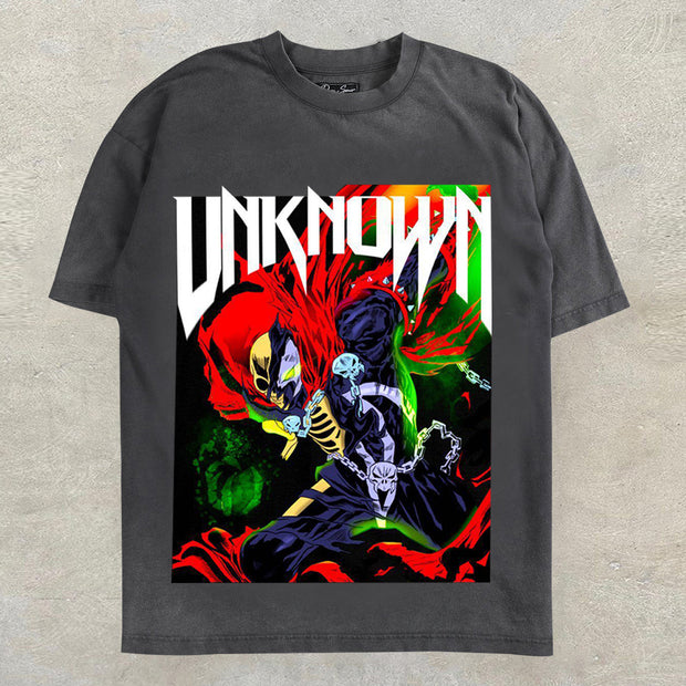 Casual round neck printed oversized short-sleeved T-shirt