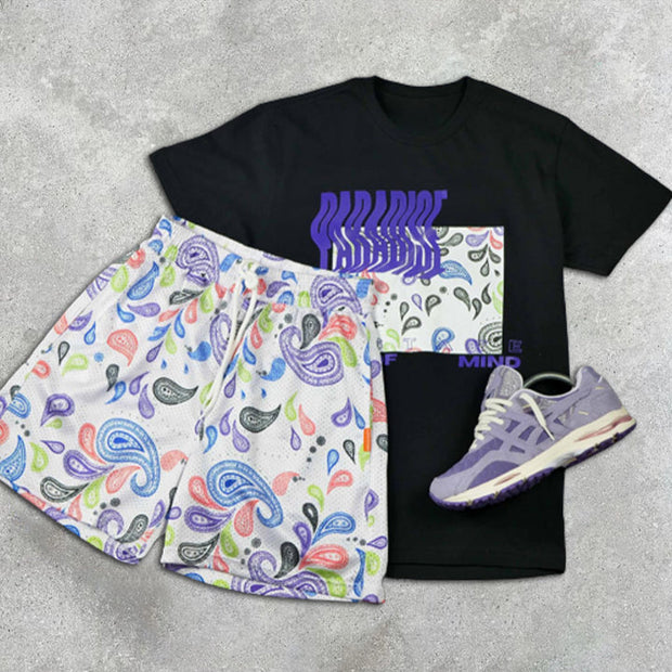 Paisley Print Short Sleeve Two Piece