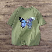 Street style retro butterfly fashion casual short-sleeved T-shirt