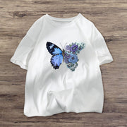 Street style retro butterfly fashion casual short-sleeved T-shirt