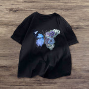 Street style retro butterfly fashion casual short-sleeved T-shirt