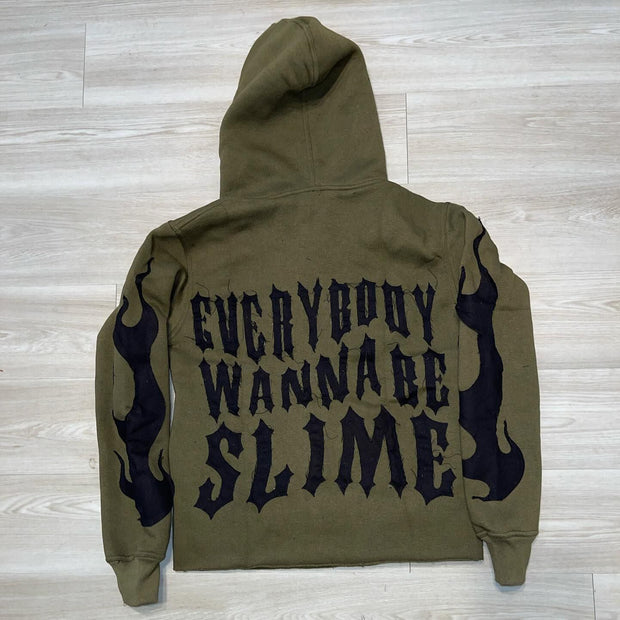 Slime Life Flame Print Long Sleeve Hoodies