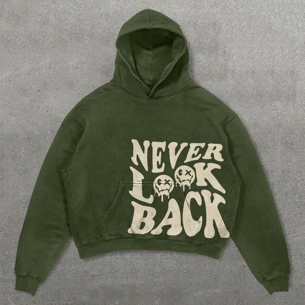 Never Look Back Print Long Sleeve Hoodie