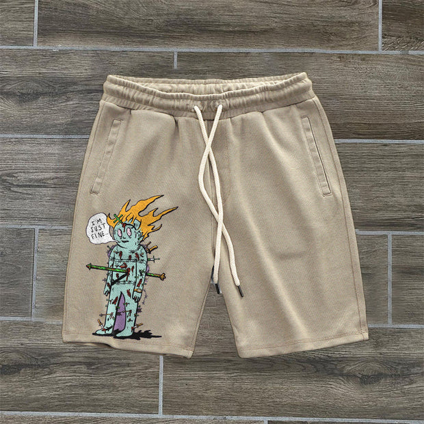 Retro Casual Graphic Hip Hop Track Shorts