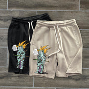 Retro Casual Graphic Hip Hop Track Shorts