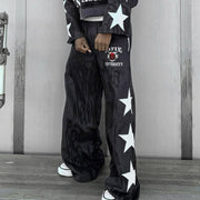 Letters Star Printed Pocket Sweatshirt Pants