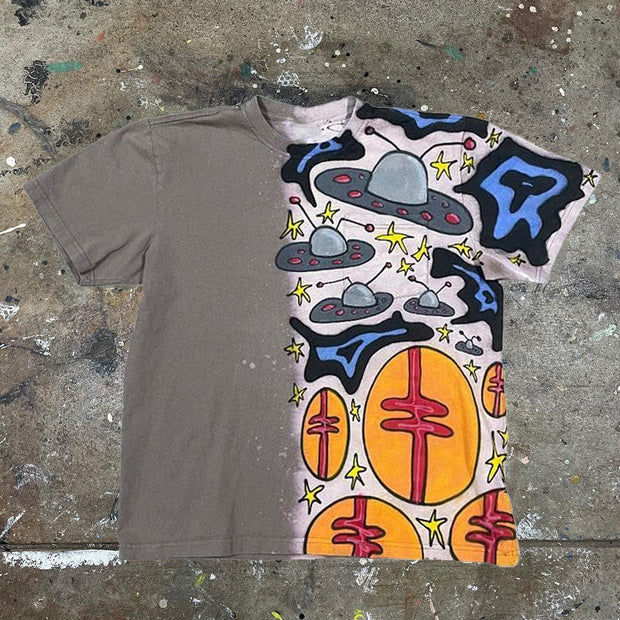 Stitching Color Mix Print Short Sleeve T-Shirt