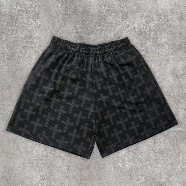 Sleek Sporty Mesh Print Shorts