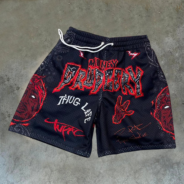 Fashion personality grimace mesh shorts