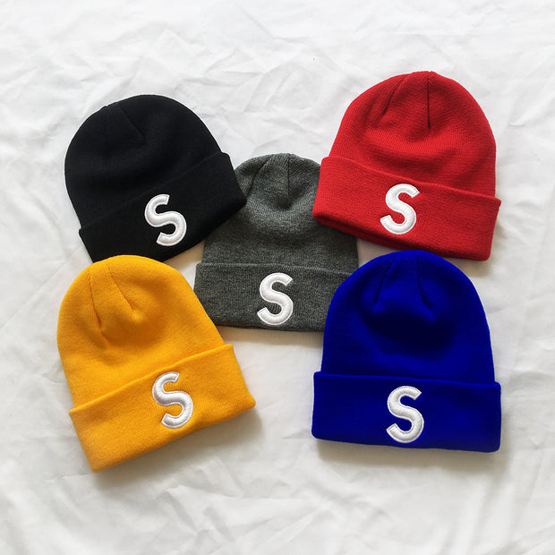 Embroidered cold hat knitted hat woolen hat couple pointed hat
