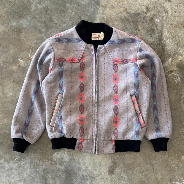 Vintage ethnic style zip-up lined jacket