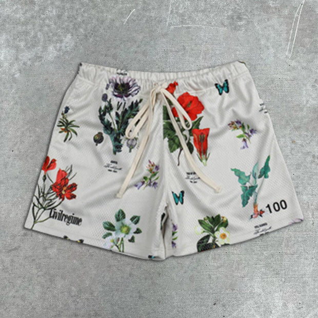 floral all-over elastic shorts